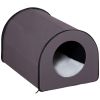 PawHut Dome Heated Cat House Portable and Waterproof Pet Shelter for Kitty in Winter, Brown