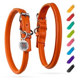 Orange Ultra Soft Rolled Leather Dog Collar 15-19 inch Neck Soft Padded Collars for Medium Large Breed Dogs Male and Female Dog Collar