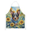 Australian Cattle Dog in Sunflowers Apron Cooking Kitchen Server Baking Crafts Gardening for Adult Women Men, Unisex, Large, Multicolor