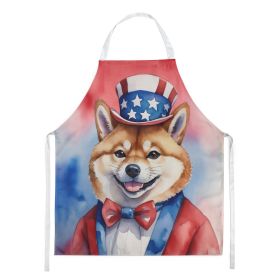 Shiba Inu Patriotic American Apron Cooking Kitchen Server Baking Crafts Gardening for Adult Women Men, Unisex, Large, Multicolor