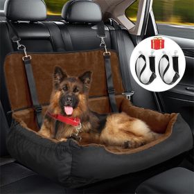 Dog Car Seat Dual Seat Removable Cleaning Coral Fleece Pet Seat with Storage Bag and Safety Belt Fixed Pet Car Seat Suitable for Small and Medium Dogs