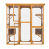 Catio Outdoor Cat Enclosure with Roof 72" Height Cat Wooden House Large Cat Cage with 3 Jumping Platforms and 2 Napping Houses for Cat Activity (Yello