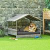 Wicker Dog House Outdoor with Canopy, Rattan Dog Bed with Water-resistant Cushion, for Small and Medium Dogs, Cream