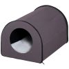 PawHut Dome Heated Cat House Portable and Waterproof Pet Shelter for Kitty in Winter, Brown