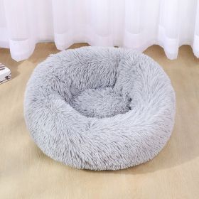 Dog Bed Super Soft Washable Long Plush Pet Kennel Deep Sleep Dog House Velvet Mats Sofa For Dog Basket Pet Cat Bed (Option: Light Gray-50cm)