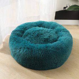 Dog Beds For Small Dogs Round Plush Cat Litter Kennel Pet Nest Mat Puppy Beds (Option: Green-100cm)