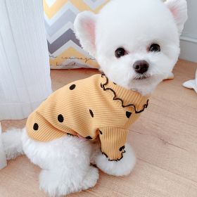 Dot turtleneck dog bottoming shirt (Option: Yellow-L)