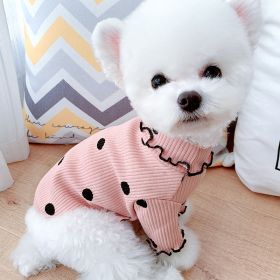 Dot turtleneck dog bottoming shirt (Option: Pink-3XL)