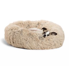 Dog Beds For Small Dogs Round Plush Cat Litter Kennel Pet Nest Mat Puppy Beds (Option: Good Beige-60cm)