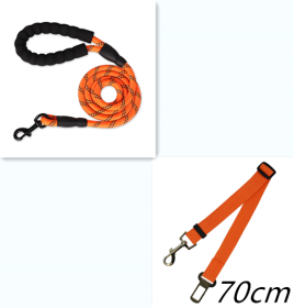 Reflective Dog Leash Nylon Pet Dog Leash Rope For Small Medium Large Dogs Walking Training Pet Suppiles (Option: Orange set)