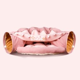 Collapsible Cat Tunnel Durable Washable Collapsible (Color: Pink)